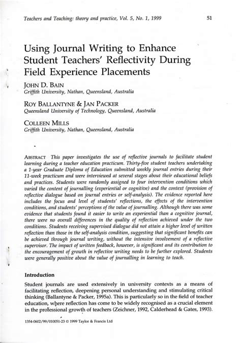 reflective journal types  reflective writing