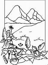 Berge Blumen Landschaften Ausmalbild Malvorlage Bergen sketch template