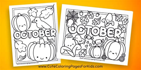 october coloring pages cute coloring pages  kids