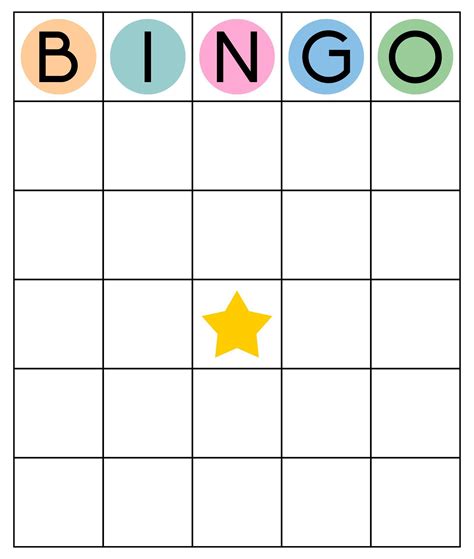 bingo template  printable