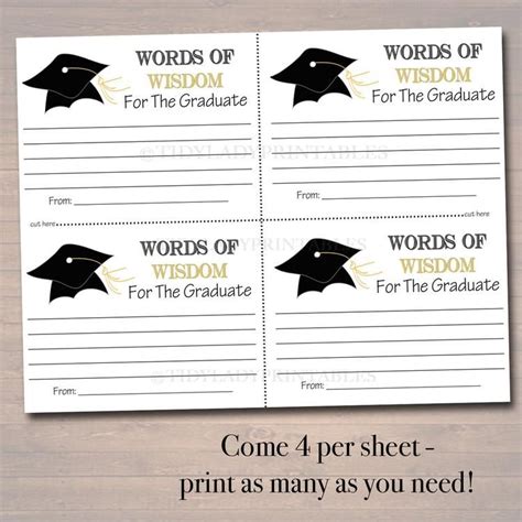 printable words  wisdom cards graduation printable word searches