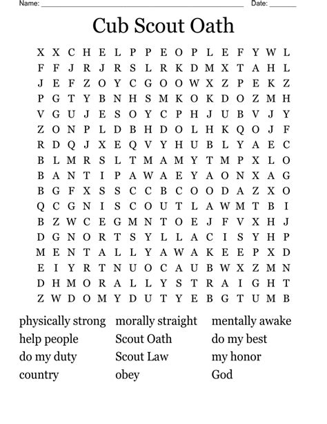 cub scout oath printable printable word searches   porn website