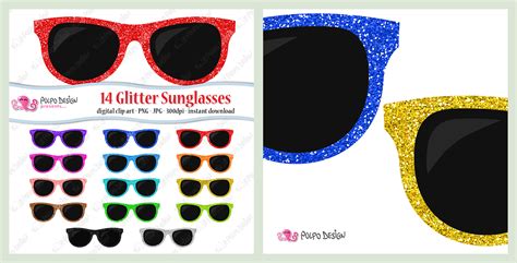 Colorful Glitter Sunglasses Clipart By Polpodesign On
