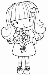 Coloring Girl Pages Little Cute Girls Para Flower Flowers Kids Drawing Clipart Colouring Color Pintar Printable Flowergirl Doodle Colorear Whimsie sketch template