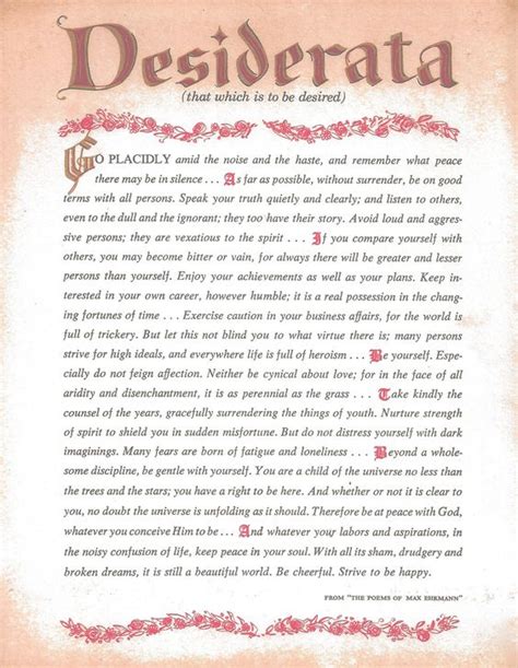 desiderata printable copy  poem desiderata poem art print