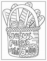 Feeds Loaves Sabbath Fishes sketch template