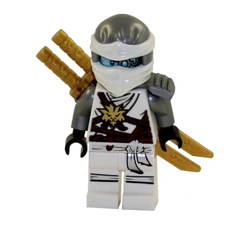 lego minifigure ninjago zane  white ninja  dual gold swords