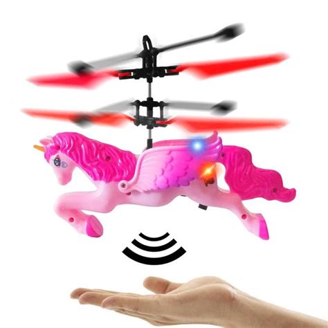 flying unicorn pegasus drone quad induction ufo sensing air craft pink dans collectibles
