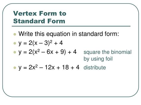 standard form  vertex form  completing  square