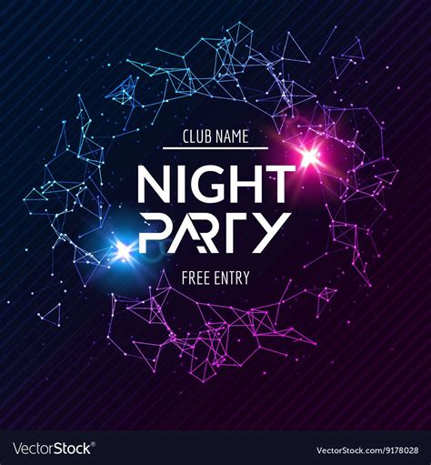 night party poster shiny banner club disco dj dance summer invitation