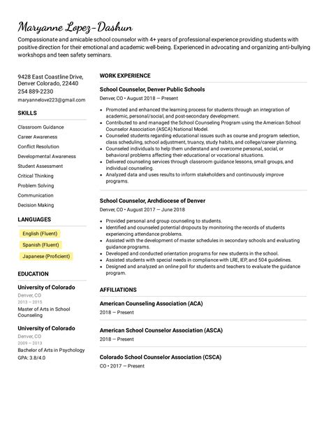 counselor resume examples kemppinen blog