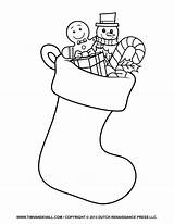 Stocking Christmas Coloring Printable Pages Template sketch template