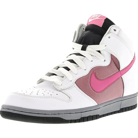 nike nike womens dunk high white dark pink pink clay high top basketball shoe
