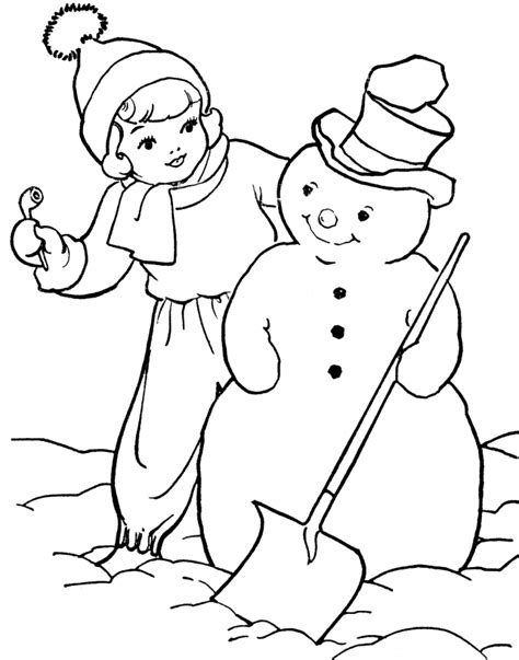 snowman    boy coloring page christmas