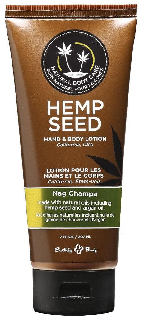 earthly body hemp seed hand and body lotion nag champa