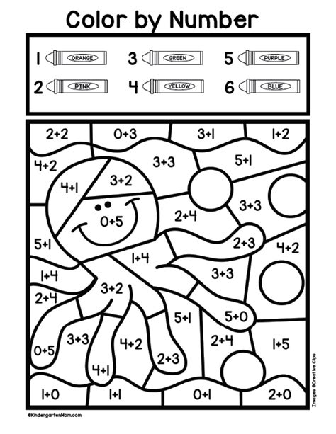 addition color  number worksheets kindergarten mom