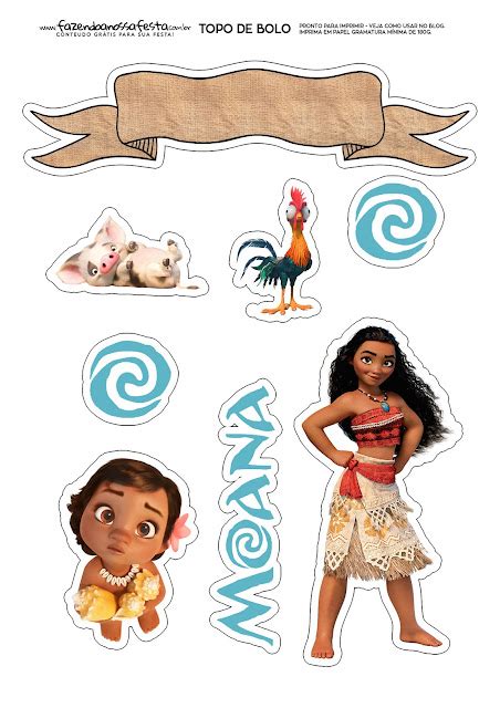 moana baby  printable cake toppers   baby