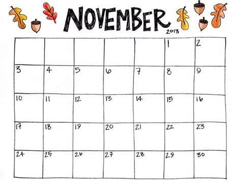 november calendar printable november printable calendar