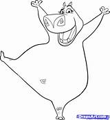 Madagascar Hippo Cartoon Coloring Characters Gloria Pages Popular Library Clipart sketch template