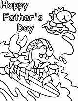 Coloring Fathers Pages Happy Printable Father Kids Surfing Crab Fish Print Beach Funny Fun Cards Dad Colorear Para Crayola Card sketch template