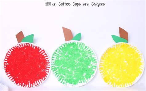 paper plate apple craft coffee cups  crayons