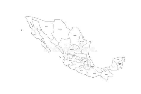 Mapa Político De Divisiones Administrativas De México Stock De
