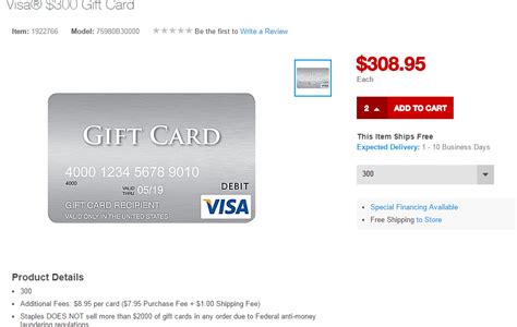staples  selling  visa gift cards     fees doctor  credit
