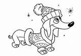 Coloring Pages Dachshund Dog Teckel Christmas Weiner Dogs Hond Kerst Drawing Kleurplaten Teckels Weenie Kids Clip Wiener Kleuren Dachshunds sketch template
