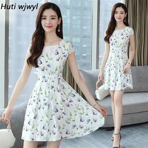 Huti Wjwyl New Summer Floral Print Beach Dress Plus Size Sundress 2019