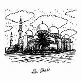 Mosque Emirates Zayed Sheikh Arabische Vereinigte Emirate Moschee Uae Grafische Handskizze Vektor sketch template