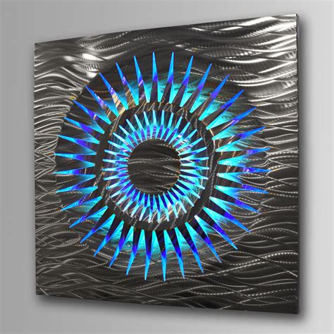 light wave lighted metal wall art  led infused color changing dv studio