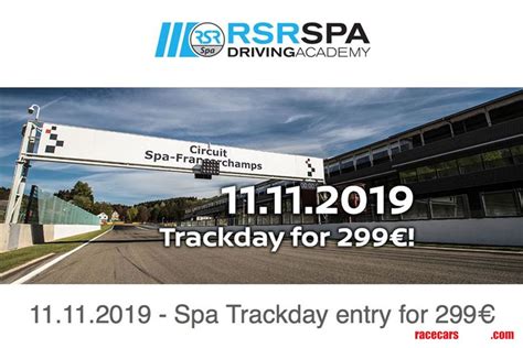 racecarsdirectcom  spa trackday entry