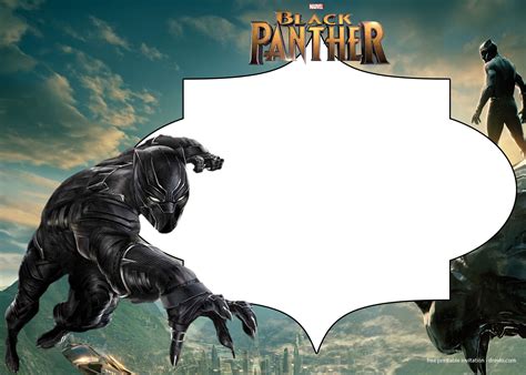 printable black panther invitation templates  hundreds