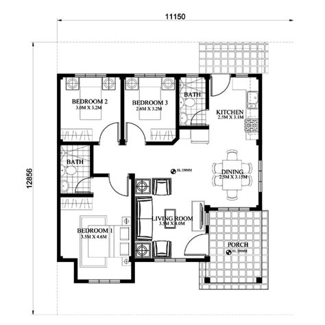 Php 2015022 Small Efficient House Plan With Porch Pinoy House Plans