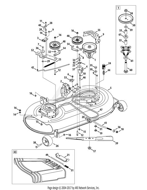 troy bilt axks bronco  parts diagram  mower deck