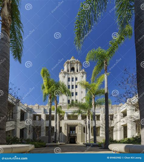 beautiful main building  beverly hills city hall stock photo image