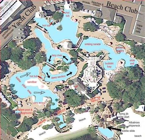 extremely detailed map  stormalong bay  disneys yacht  beach club resort beach club