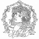Coloring Virgo Pages Zodiac Libra Signs Sagittarius Printable Adult Colouring Color Beauty Adults Sheets Signo Mandala Book Horoscope Tattoo Designs sketch template