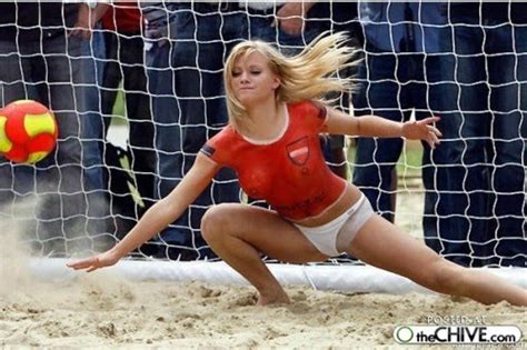 Sexy Girls Playing Football With Or Without Jersey