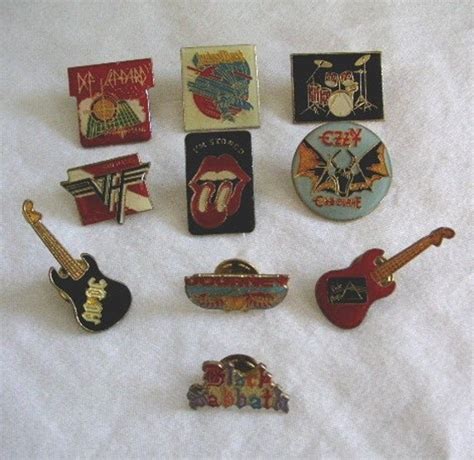 vintage 80s rock band pin set