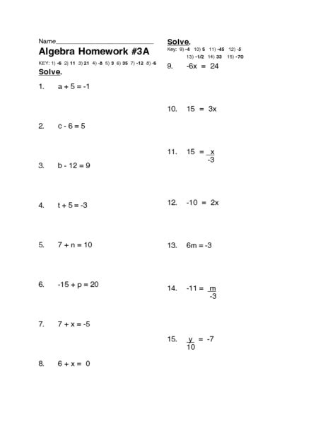 solving  specific variable worksheet solving  graphing