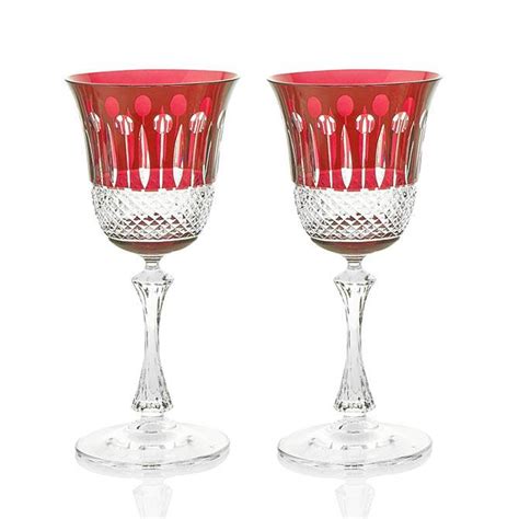 Ruby Red Wine Crystal Goblets Set Of 2 Gurasu Crystal