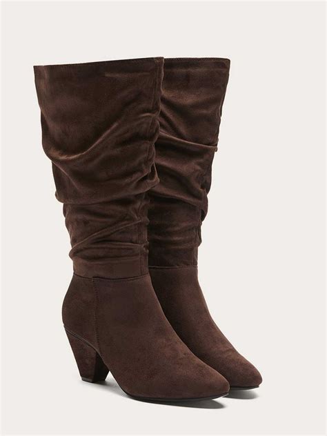 wide calf faux suede tall boots  shirring penningtons