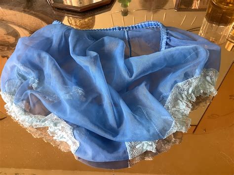 vintage sheer nylon blue panties gem