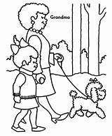 Walking Dog Coloring Grandma Parents Gran Netart sketch template