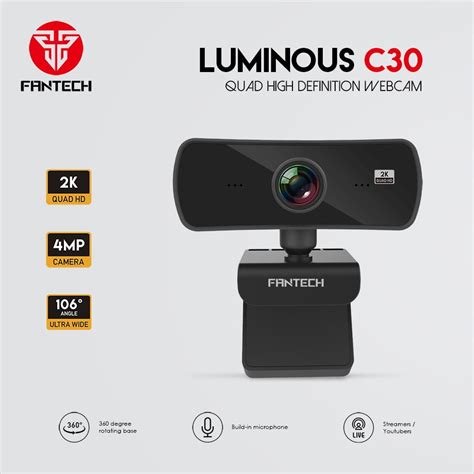 fantech  luminous quad hd  webcam  built  microphone hardwaremarket