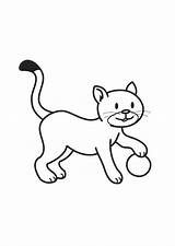 Ball Coloring Cat Large Printable sketch template