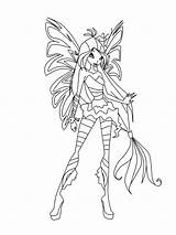 Winx Coloring Flora Pages Club Collection Linear Getdrawings sketch template