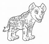 Hyena Coloring Cartoon Animal Small Illustration Preview sketch template