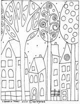 Karla Gerard Coloring Pages Houses Pattern Trees Patterns House Mandala Paper Folk S848 Photobucket Colouring Adult sketch template